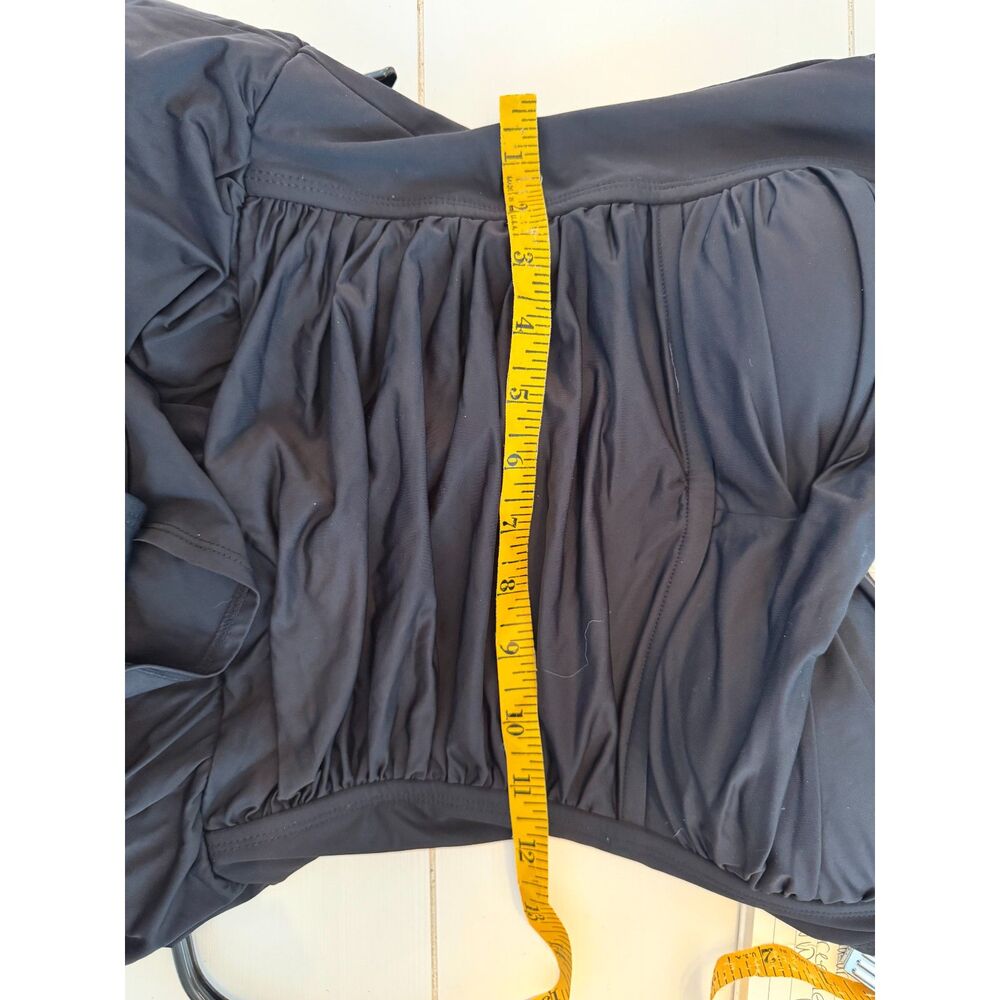 Rose Marie Reid Black Ruched Swim‎ Dress One Piece Swimsuit Pinup Skort Size M - Picture 4 of 8